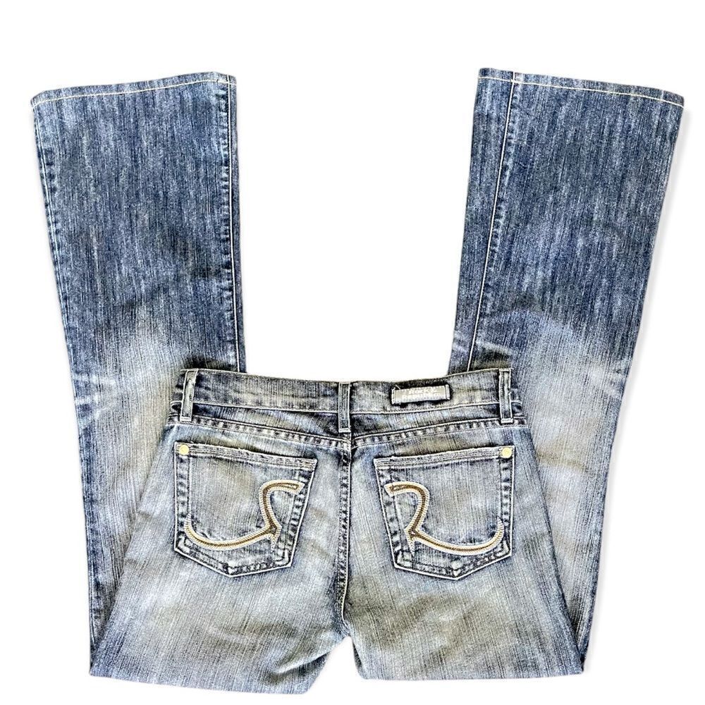 Rock & Republic Y2K Blue Tag Low Rise Bootcut Jeans Roth Acid Blue Jeans Sz 27